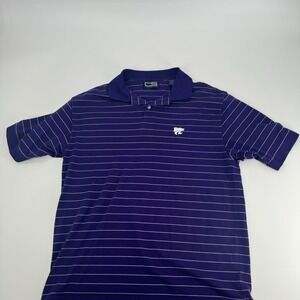Crable Sportswear Kansas State Wildcats Polo Shirt‎ Mens XL Purple Striped VTG